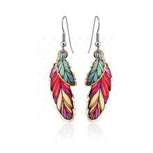 CA YM 108 Copper Red & Green Feather Earrings