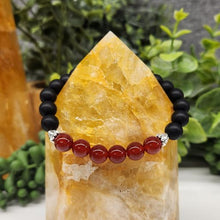 Motivation for Success Intention Bracelet - Carnelian and Black Obsidian Matte Finish Round Stretchable Bracelet 8mm