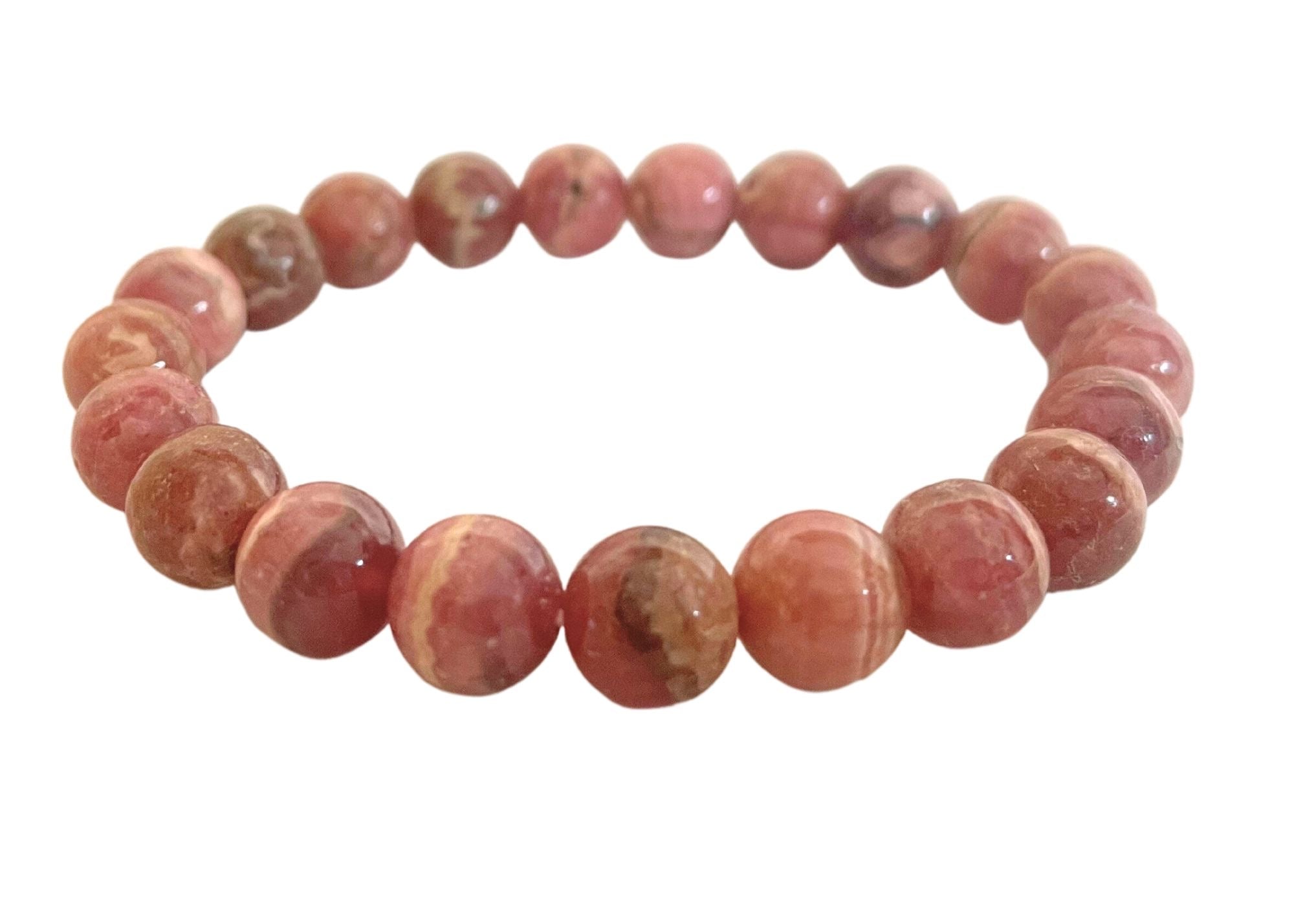 Rhodocrosite Round Gemstone Stretch Bracelet