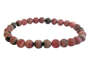 Rhodocrosite Round Gemstone Stretch Bracelet