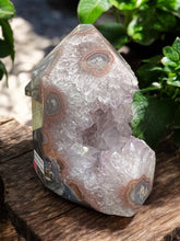 Agate with Amethyst Druzy Geode Tower