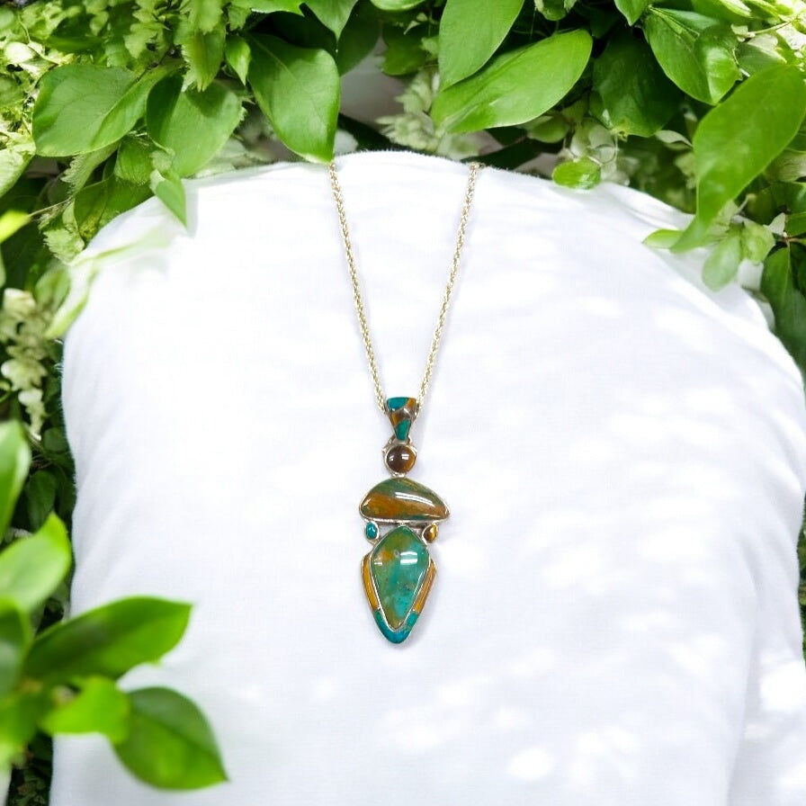 Tiger’s Eye and Turquoise Pendant