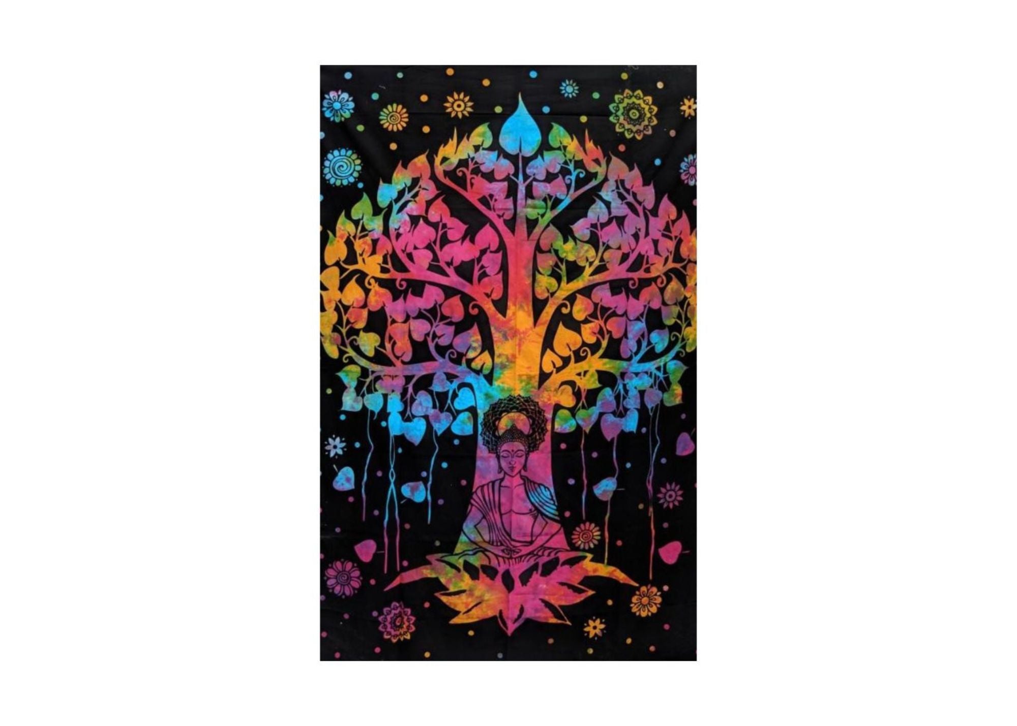 Rainbow Tie Dye Buddha Tree Tapestry