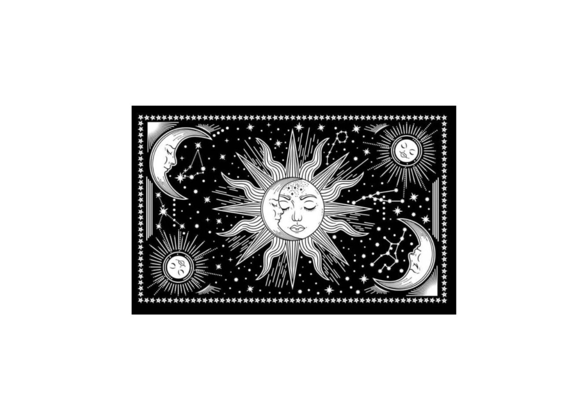 Black & White Sun Moon Love Tapestry