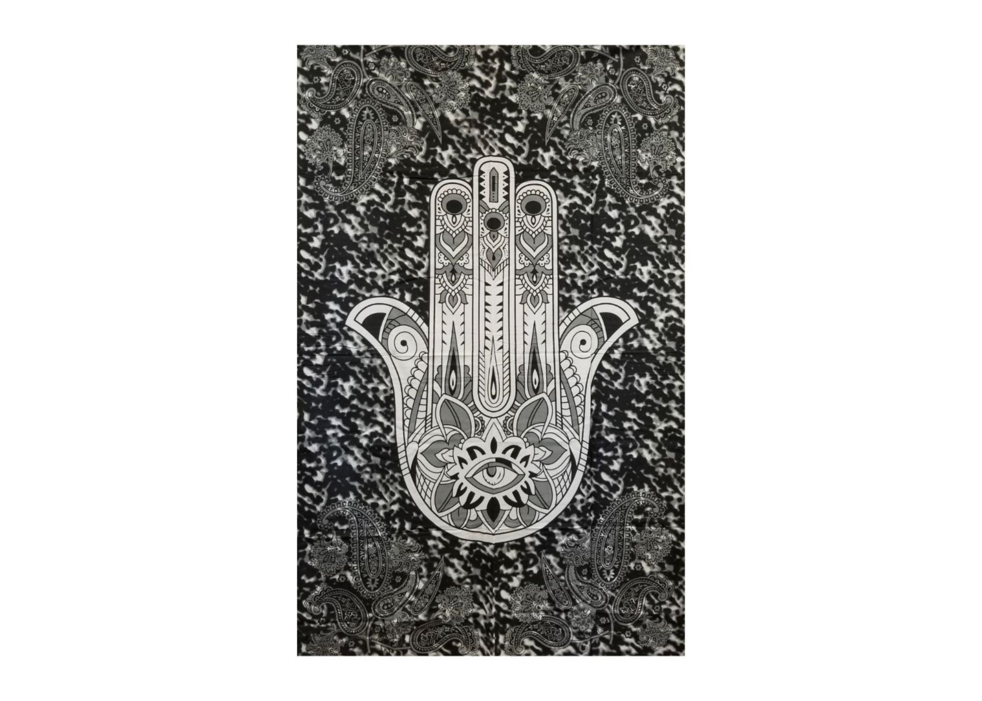 Black and White Hamsa Tapestry