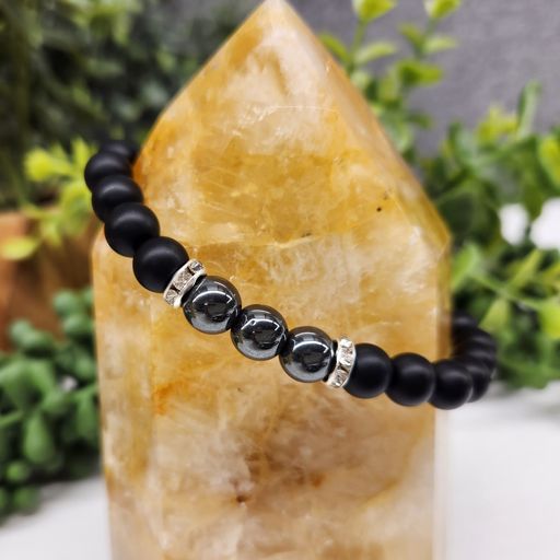 See The Truth Intention Bracelet - Hematite and Black Obsidian Round Stretchable Bracelet 8mm