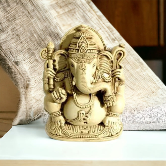 White Figure Ganesha Large Tummy 6"