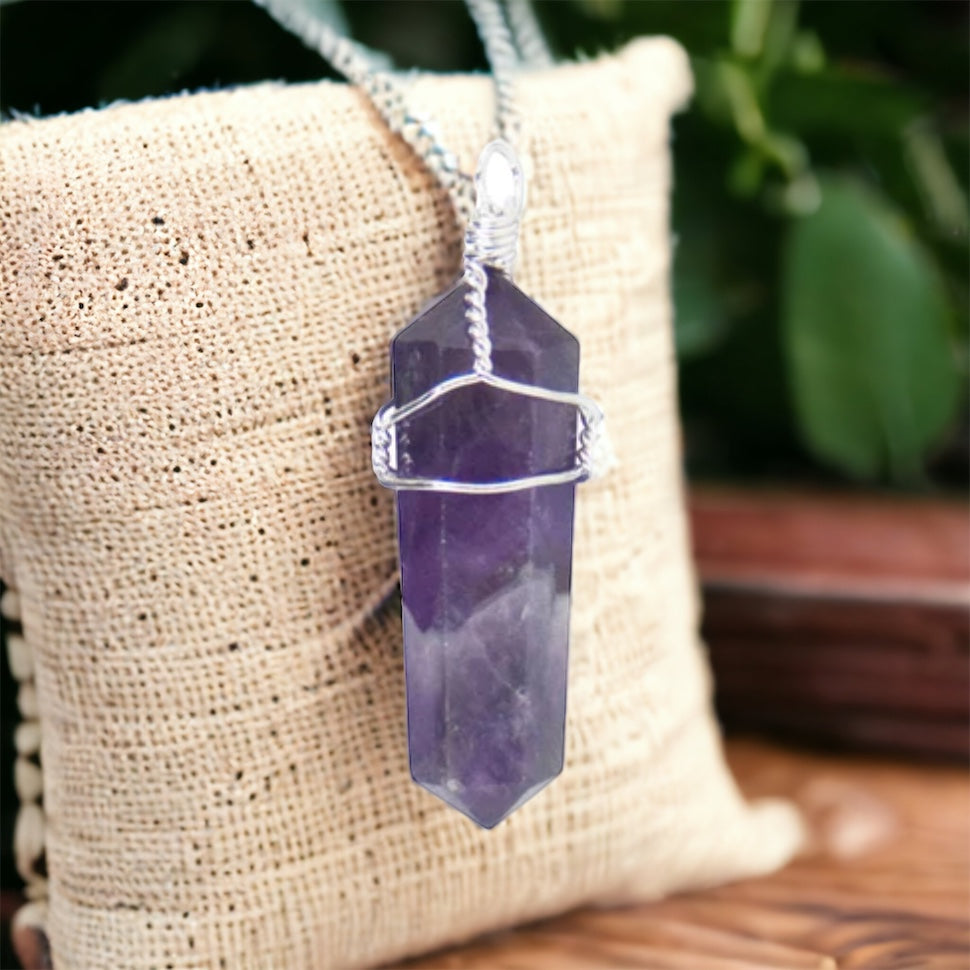 Amethyst 1" Wire Wrapped Point Pendant