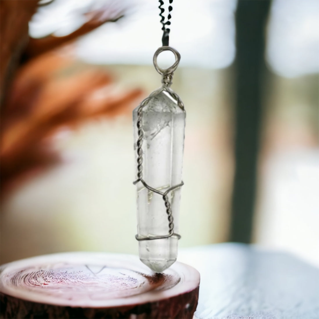 Clear Quartz 1" Wire Wrapped Point Pendant