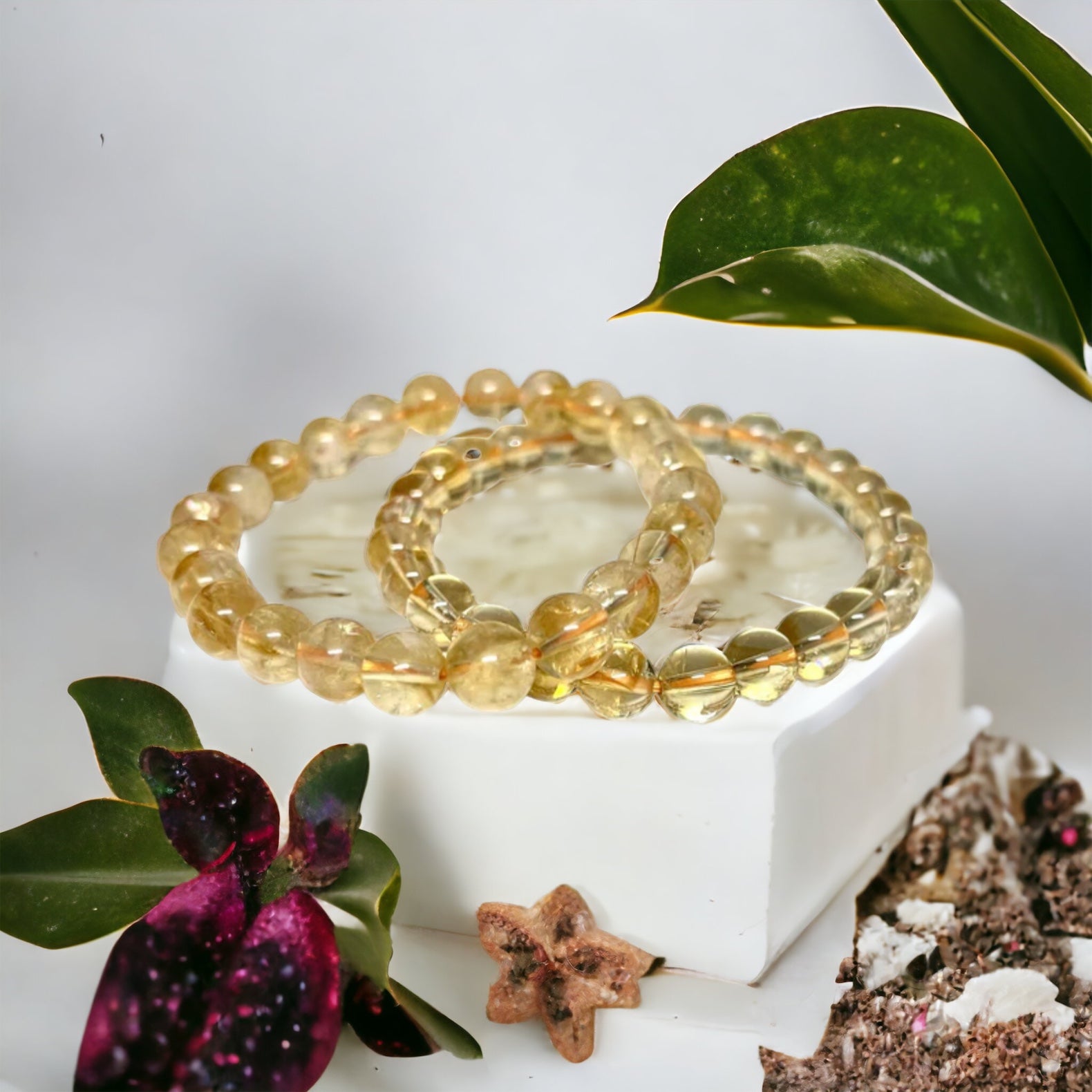Citrine Round Gemstone Stretch Bracelet