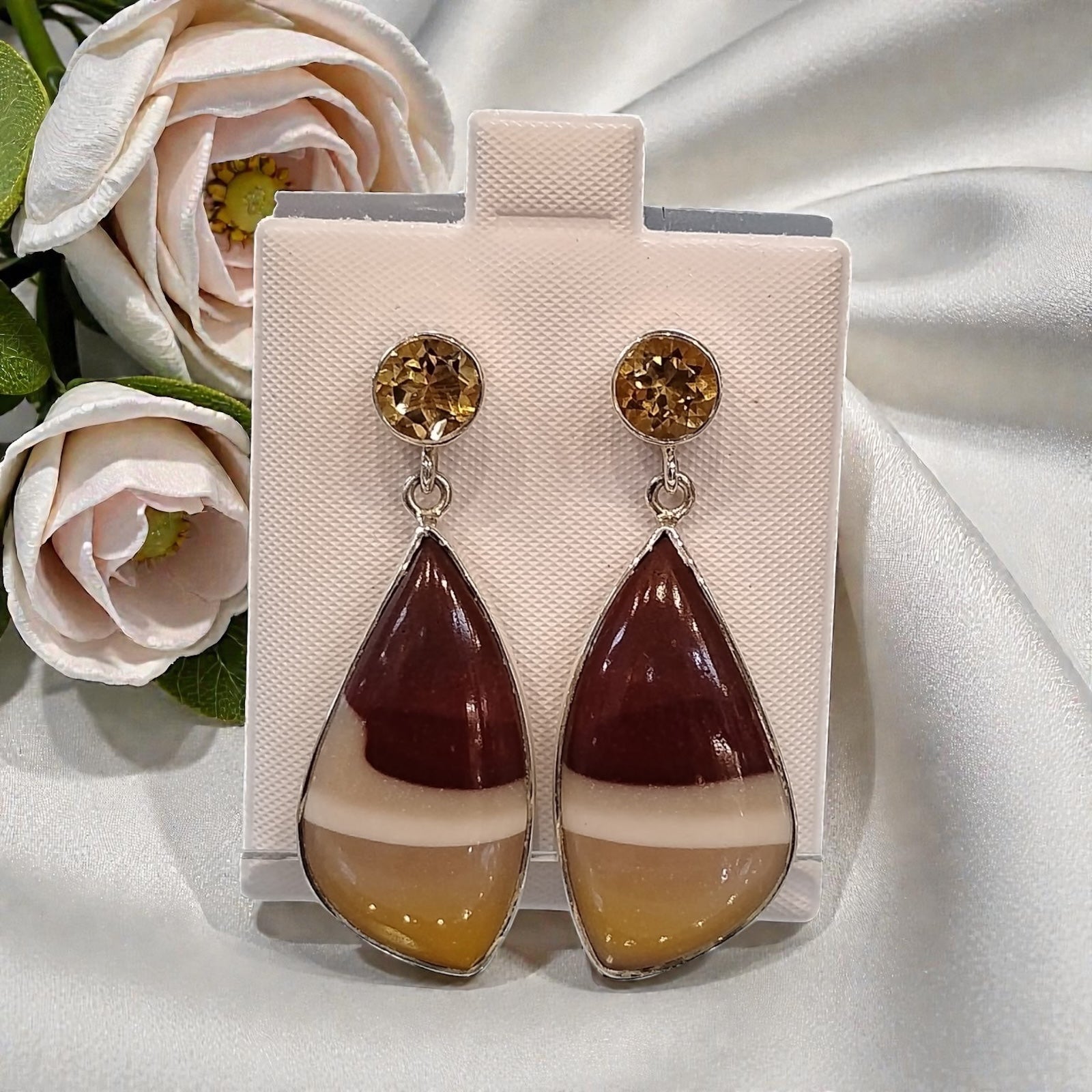 Mookaite and Citrine Earrings Sterling Silver