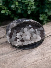 Black Amethyst Druzy Geode with Calcite