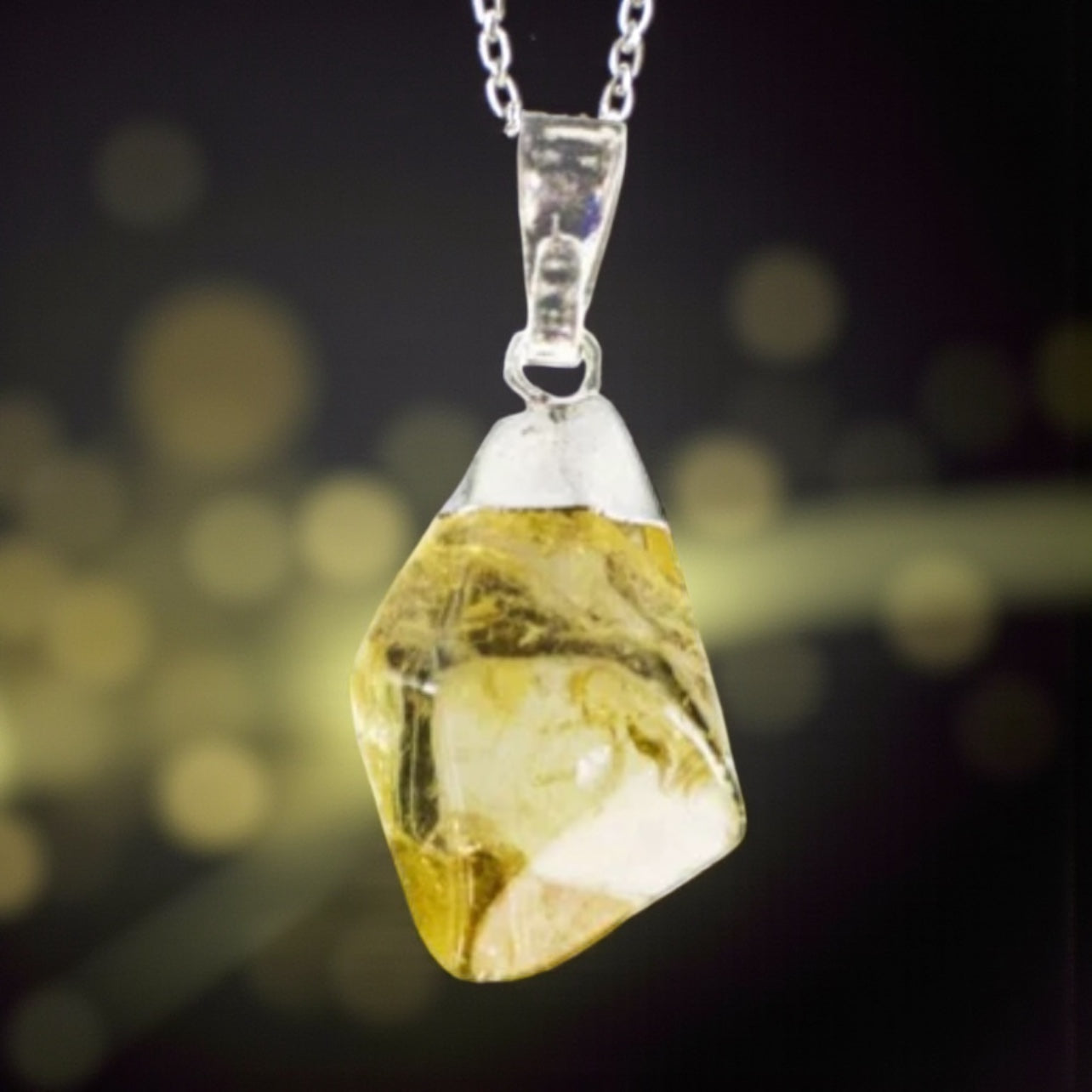 Citrine Gemstone Diamond Shape Pendant