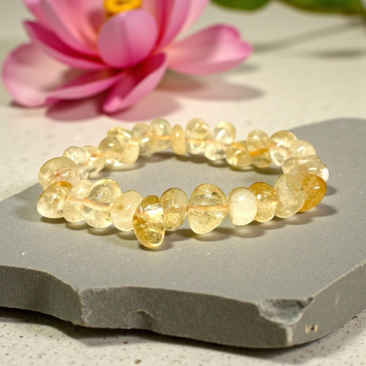 Citrine Irregular Shape Gemstone Stretch Bracelet
