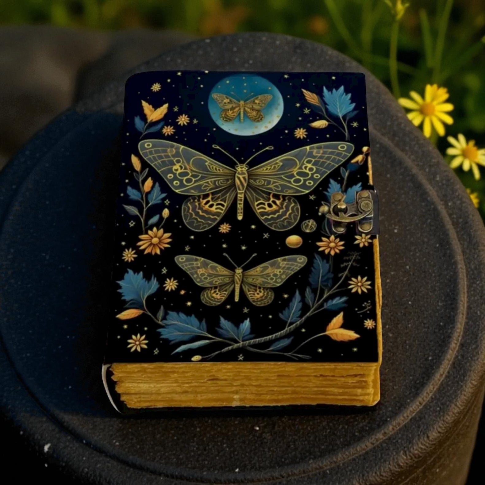 Lunar Moth Dreams Leather Journal