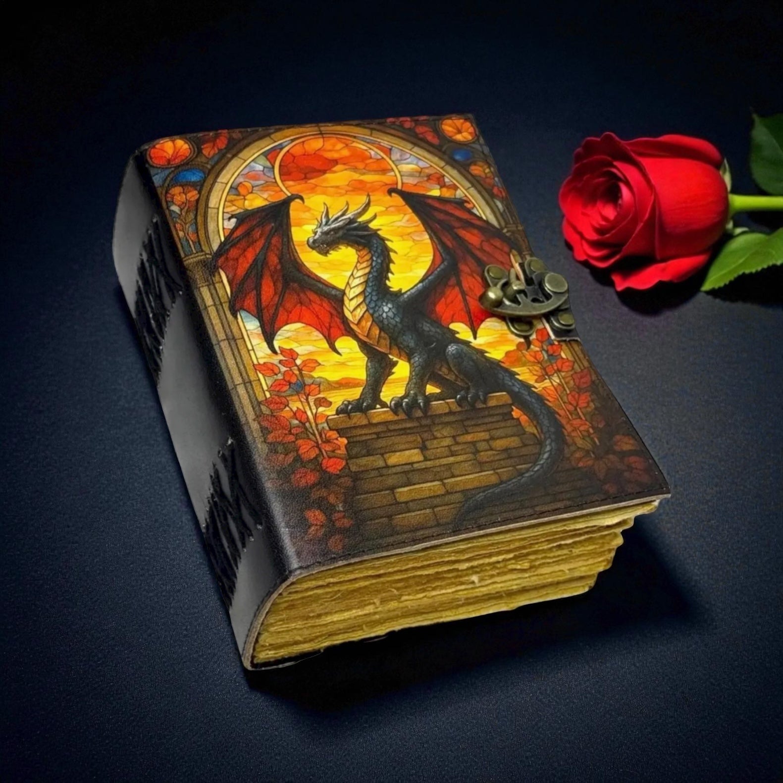 Sunfire Dragon Leather Journal