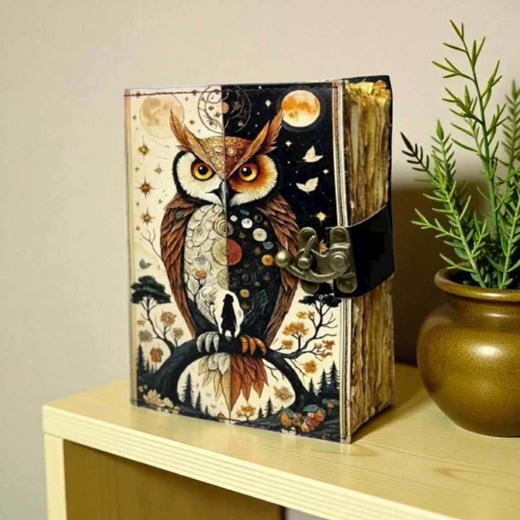 Whispers of the Moon Owl Leather Journal