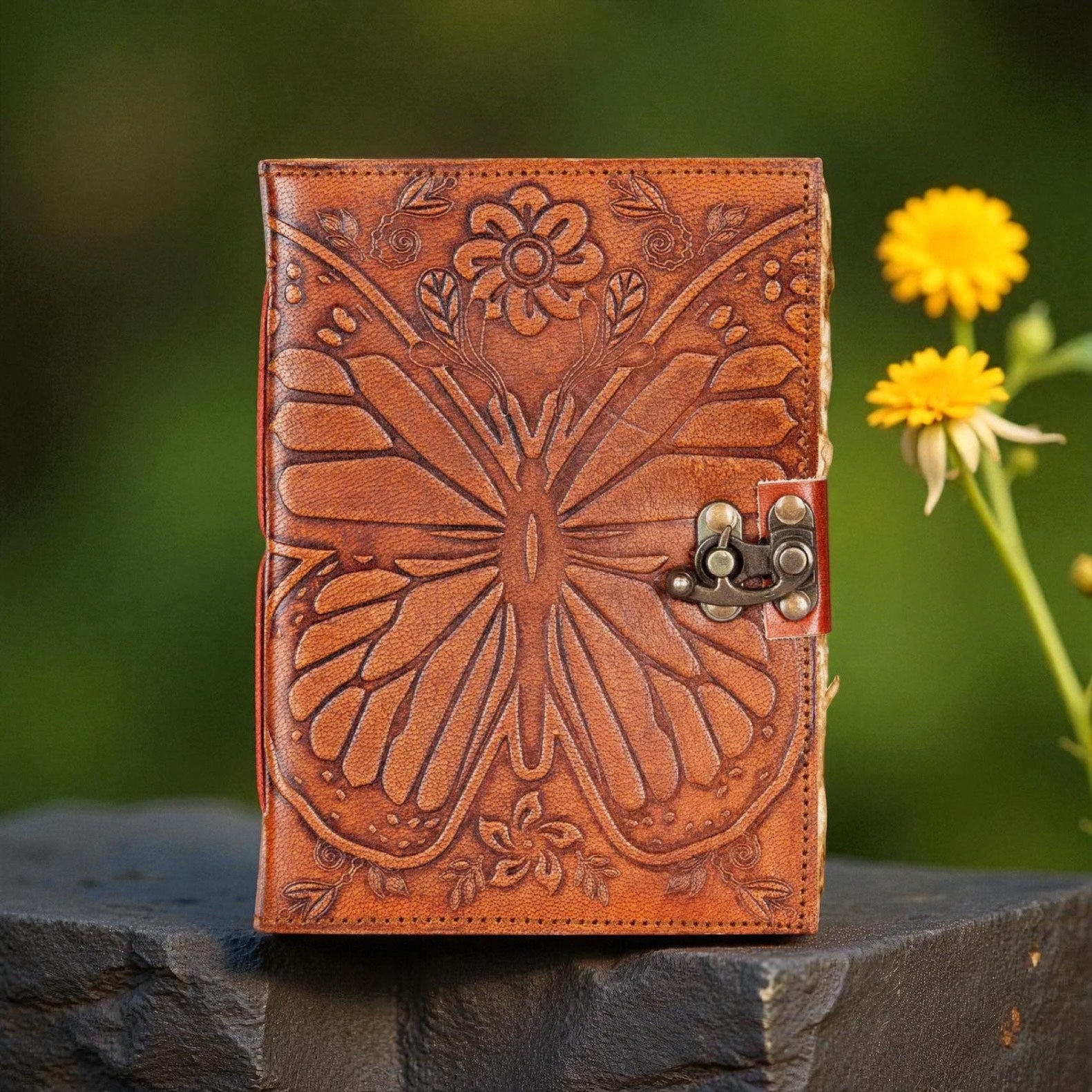 Butterfly Meadow Leather Journal