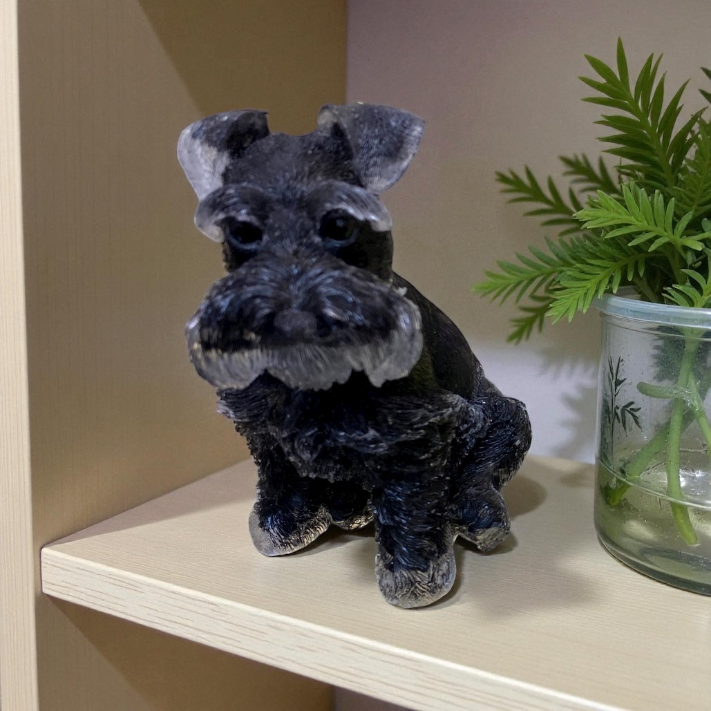 Resin Filled with Black Obsidian Chips Schnauzer