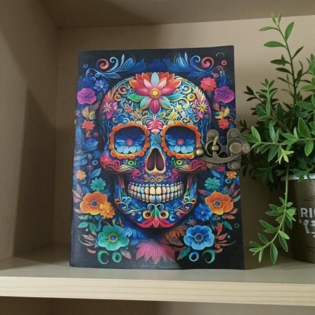 Botanical Skull Leather Journal