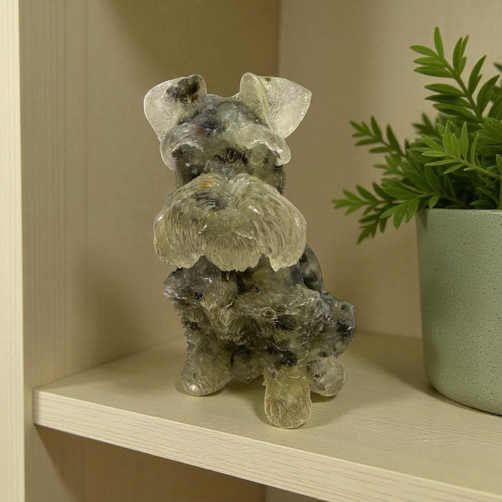 Resin Filled with Prehnite Chips Schnauzer