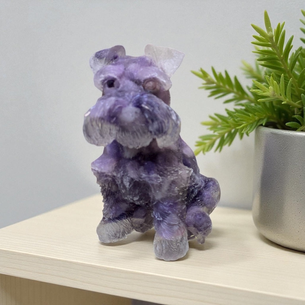Resin Filled with Amethyst Chips Schnauzer