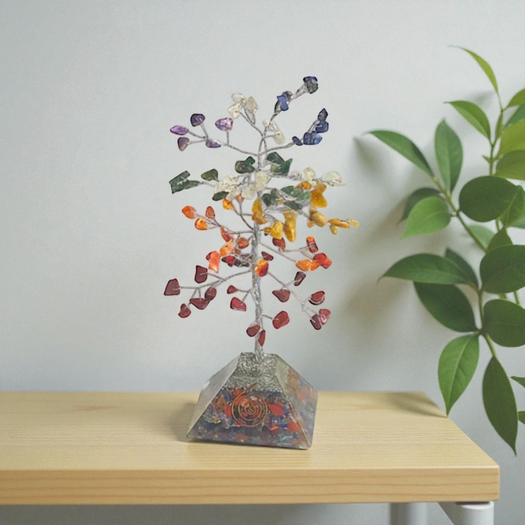 Chakra Gemstone Orgonite Tree 8”