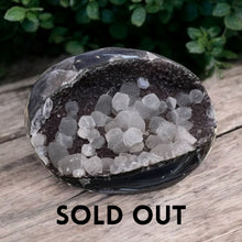 Black Amethyst Druzy Geode with Calcite