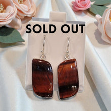 Red Tiger Eye Earrings Sterling Silver
