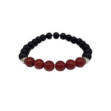 Motivation for Success Intention Bracelet - Carnelian and Black Obsidian Matte Finish Round Stretchable Bracelet 8mm