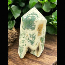 Moss Agate Geode Tower