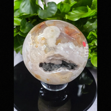 Flower Agate Druzy Geode Sphere
