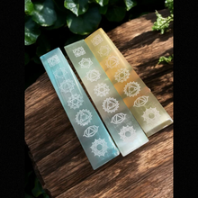 Selenite Chakra Symbol Charging Bars 7.5”