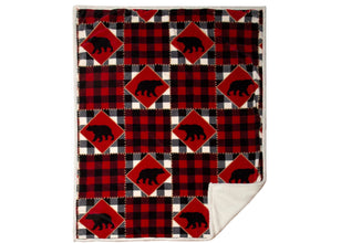 Lumberjack Bear Sherpa Throw Blanket