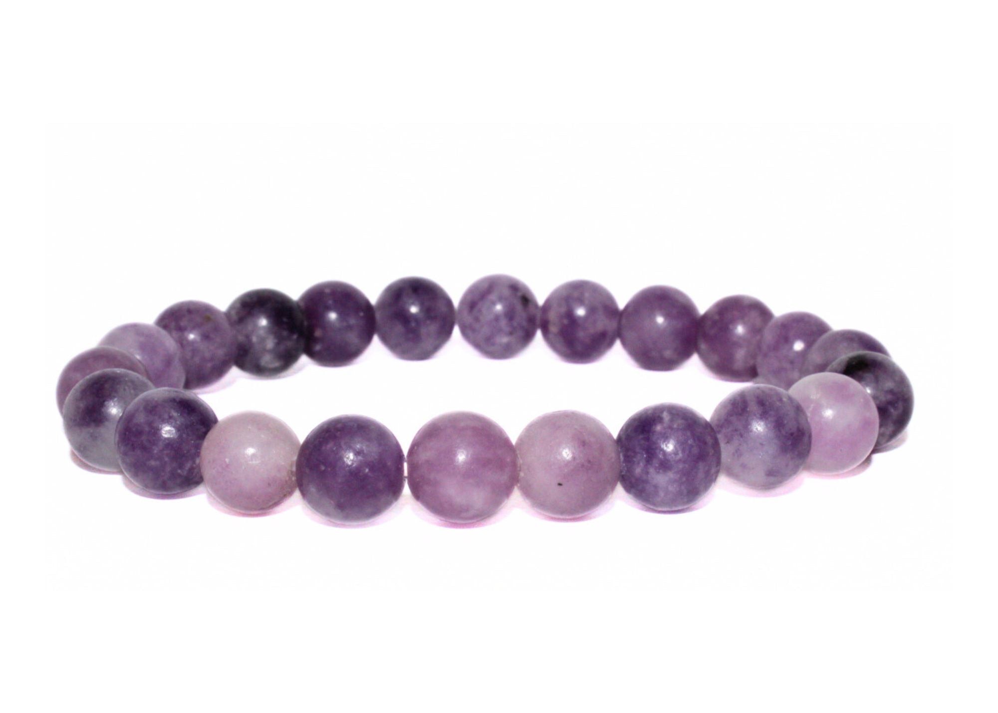 Lepidolite Round Gemstone Stretch Bracelet