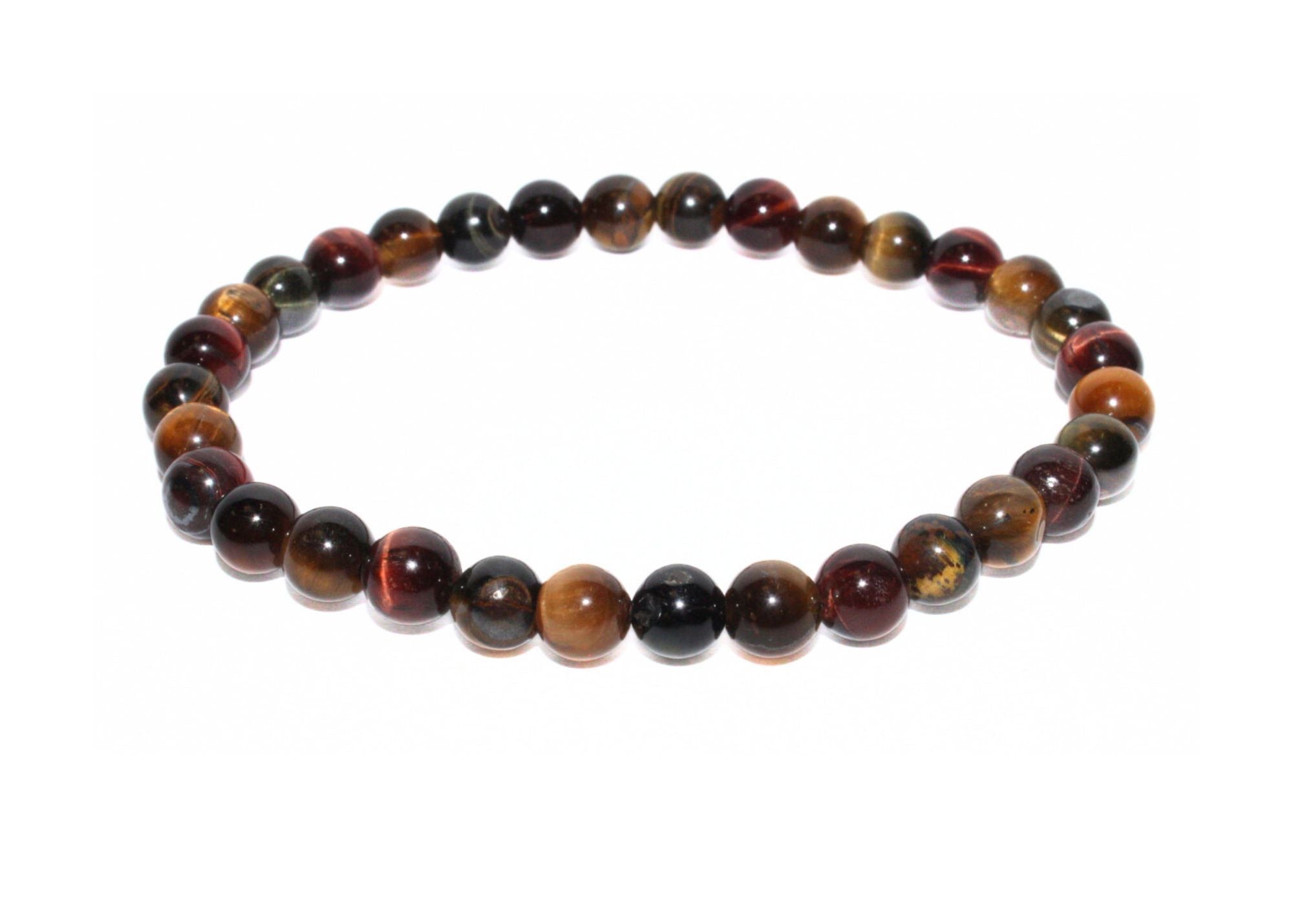 Mixed Tiger Eye Round Gemstone Stretch Bracelet