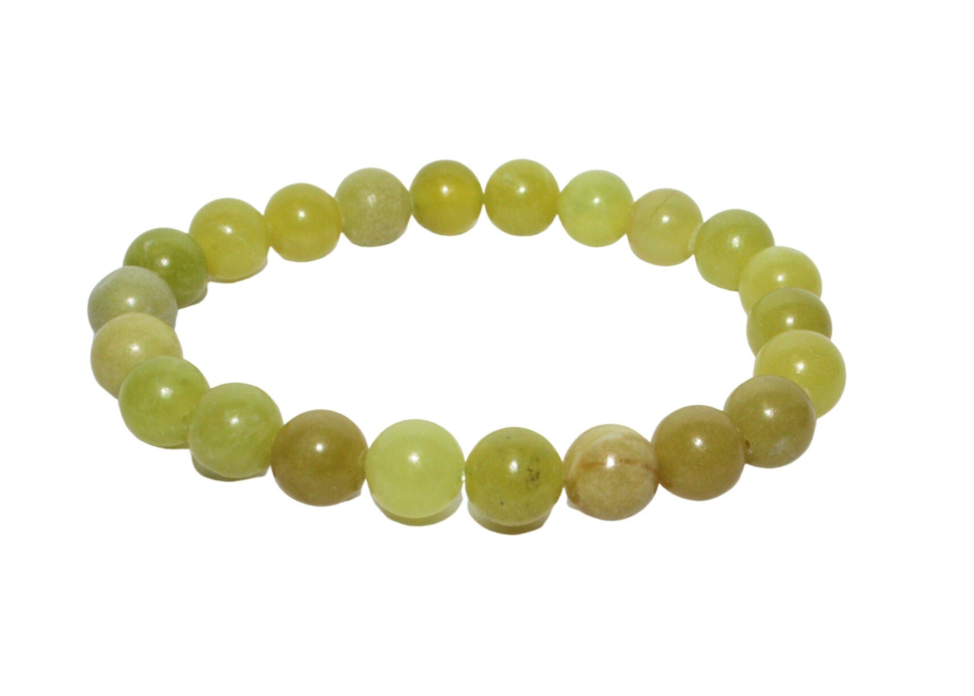 Nephrite Jade Round Gemstone Stretch Bracelet