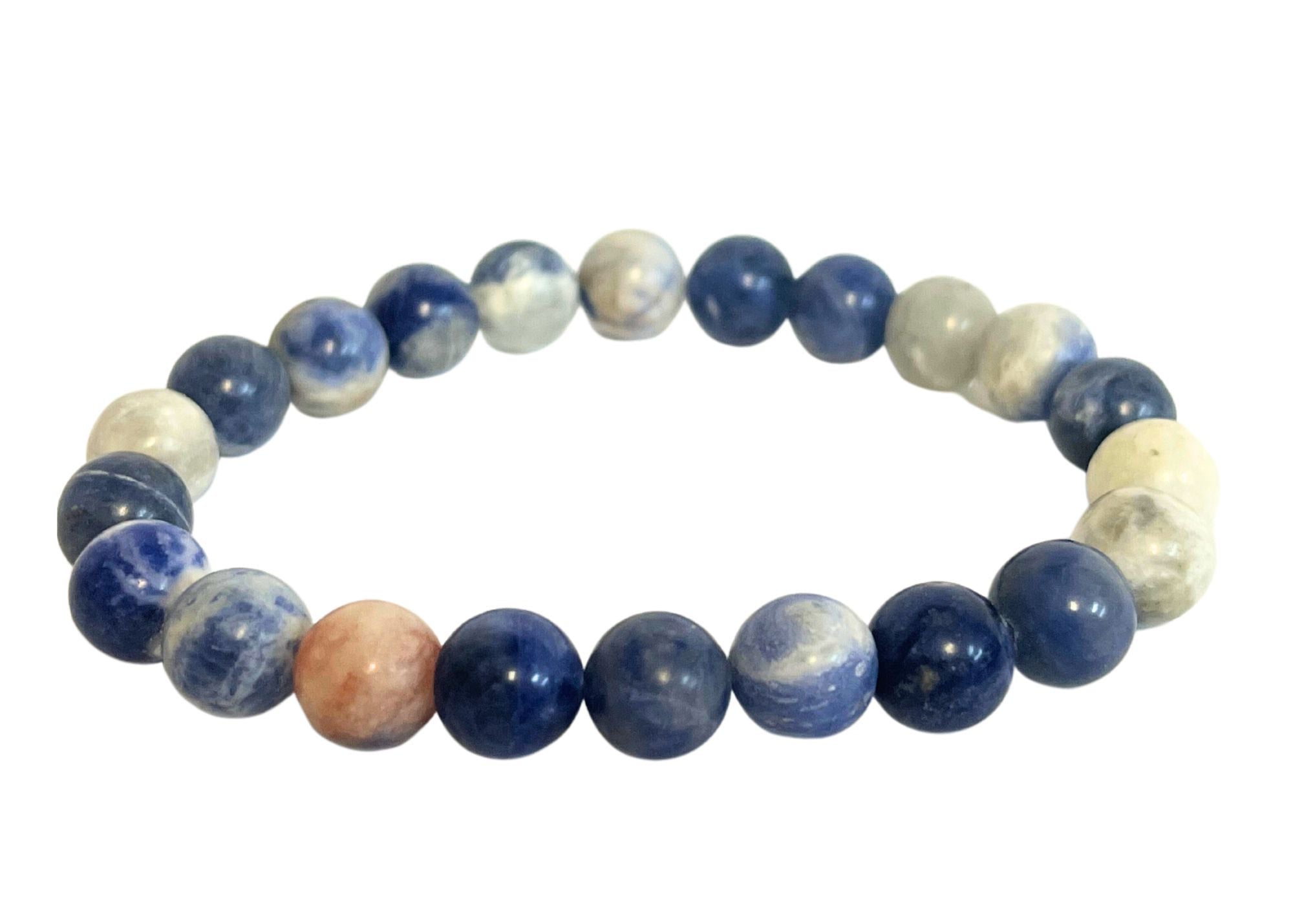 Men's Sodalite Round Gemstone Stretch Bracelet