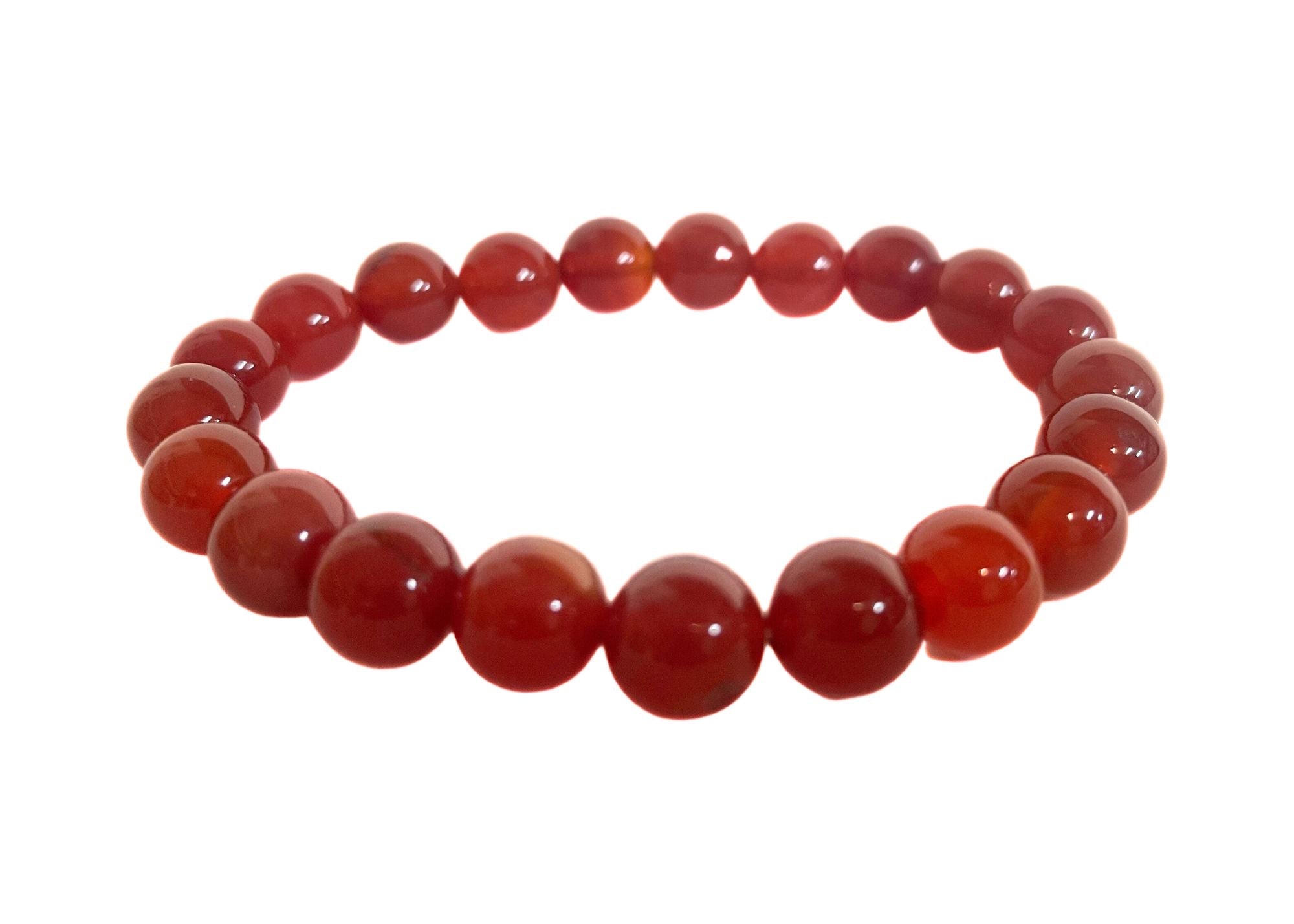 Men's Carnelian Round Gemstone Stretch Bracelet