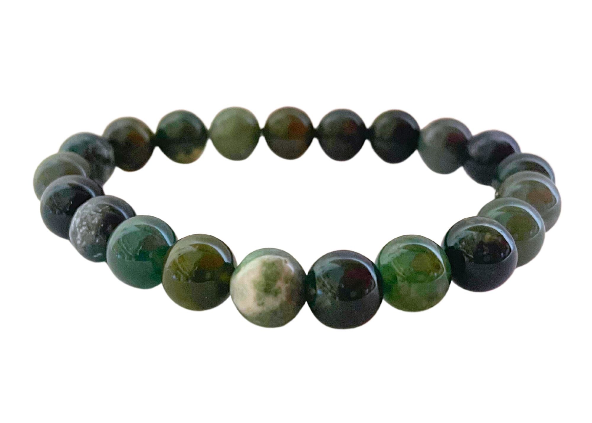 Men's Fancy Jasper Round Gemstone Stretch Bracelet