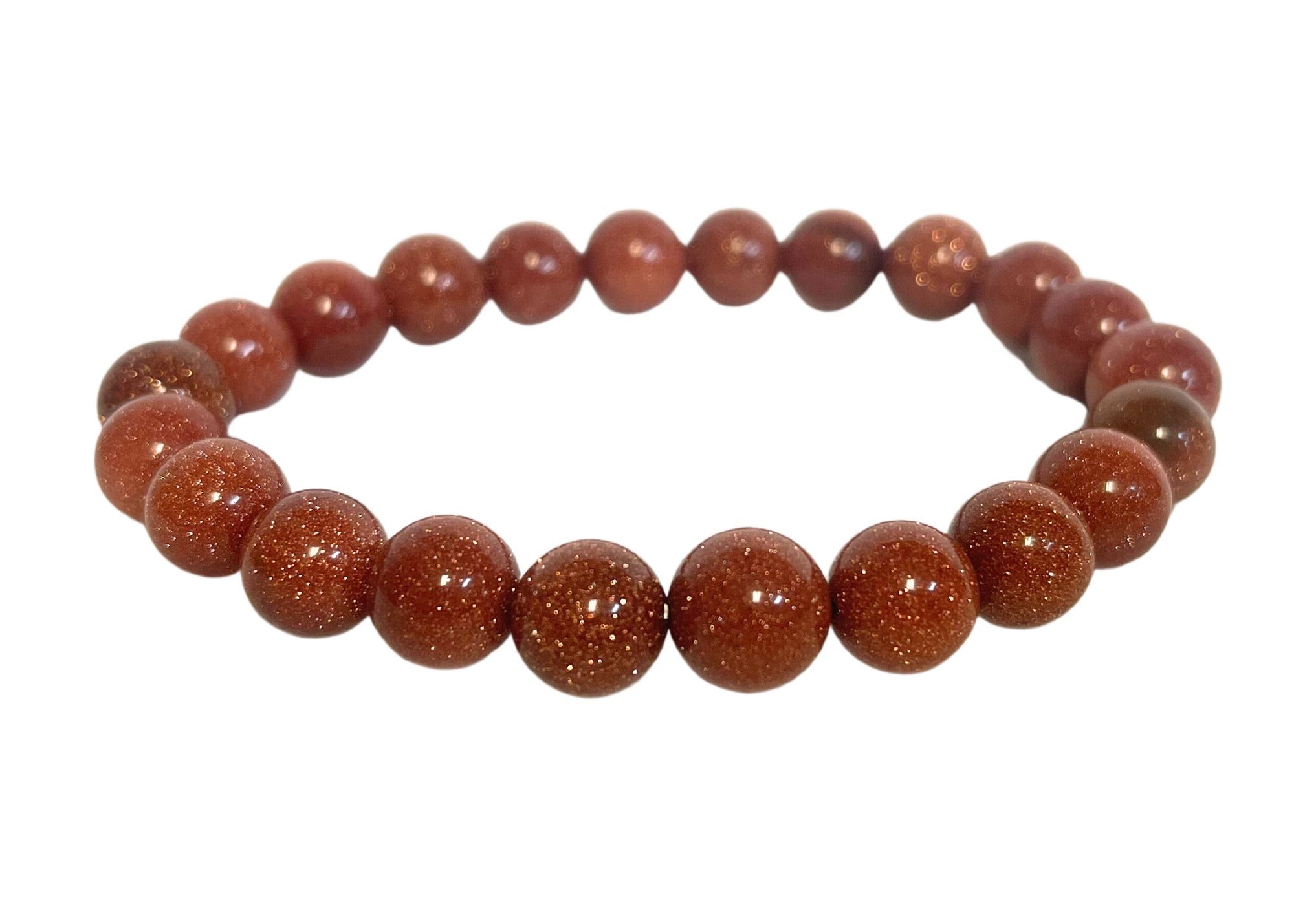 Men's Goldstone Round Gemstone Stretch Bracelet