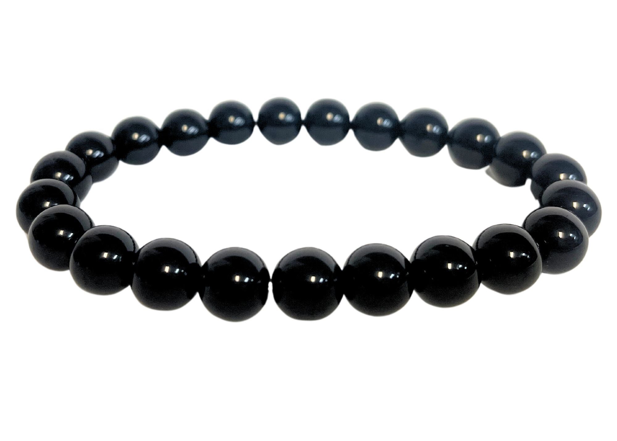 Men's Black Onyx Round Gemstone Stretch Bracelet