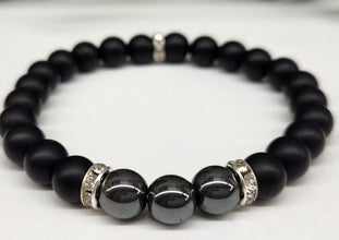 See The Truth Intention Bracelet - Hematite and Black Obsidian Round Stretchable Bracelet 8mm