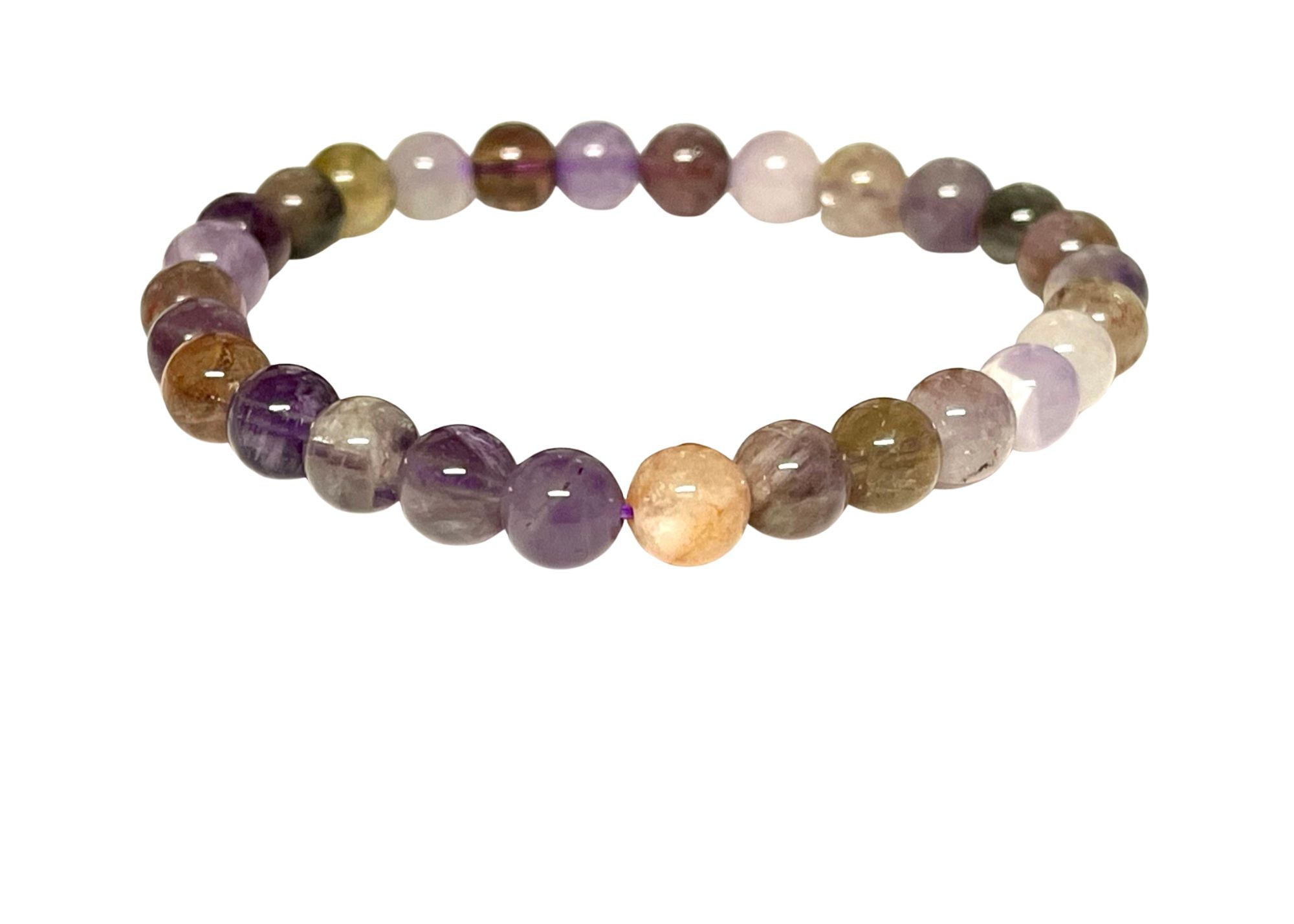 Ghost Amethyst Round Gemstone Stretch Bracelet