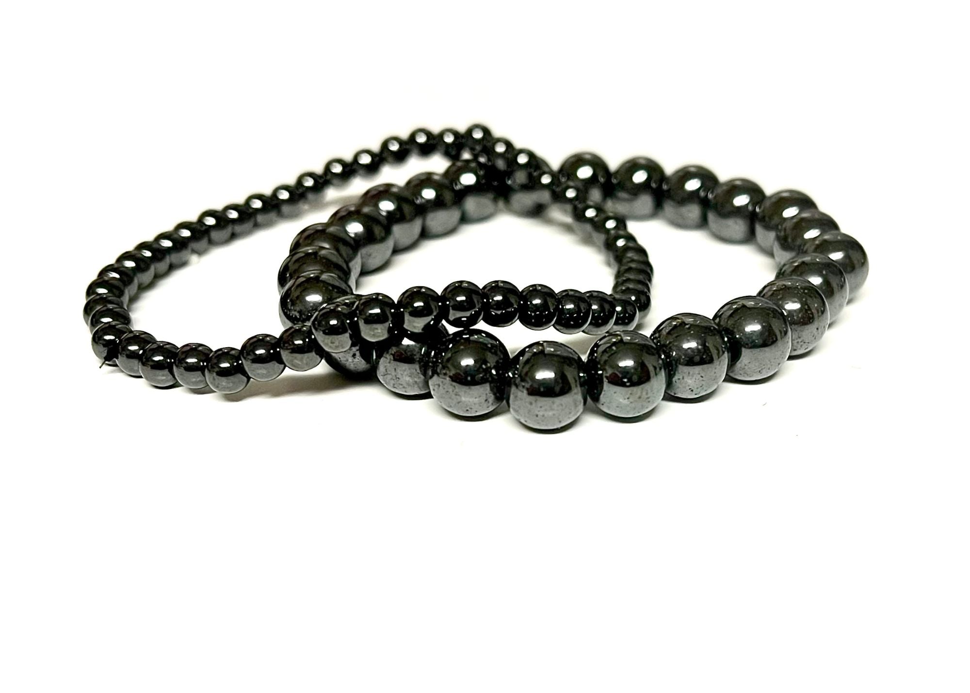 Hematite Round Gemstone Stretch Bracelet