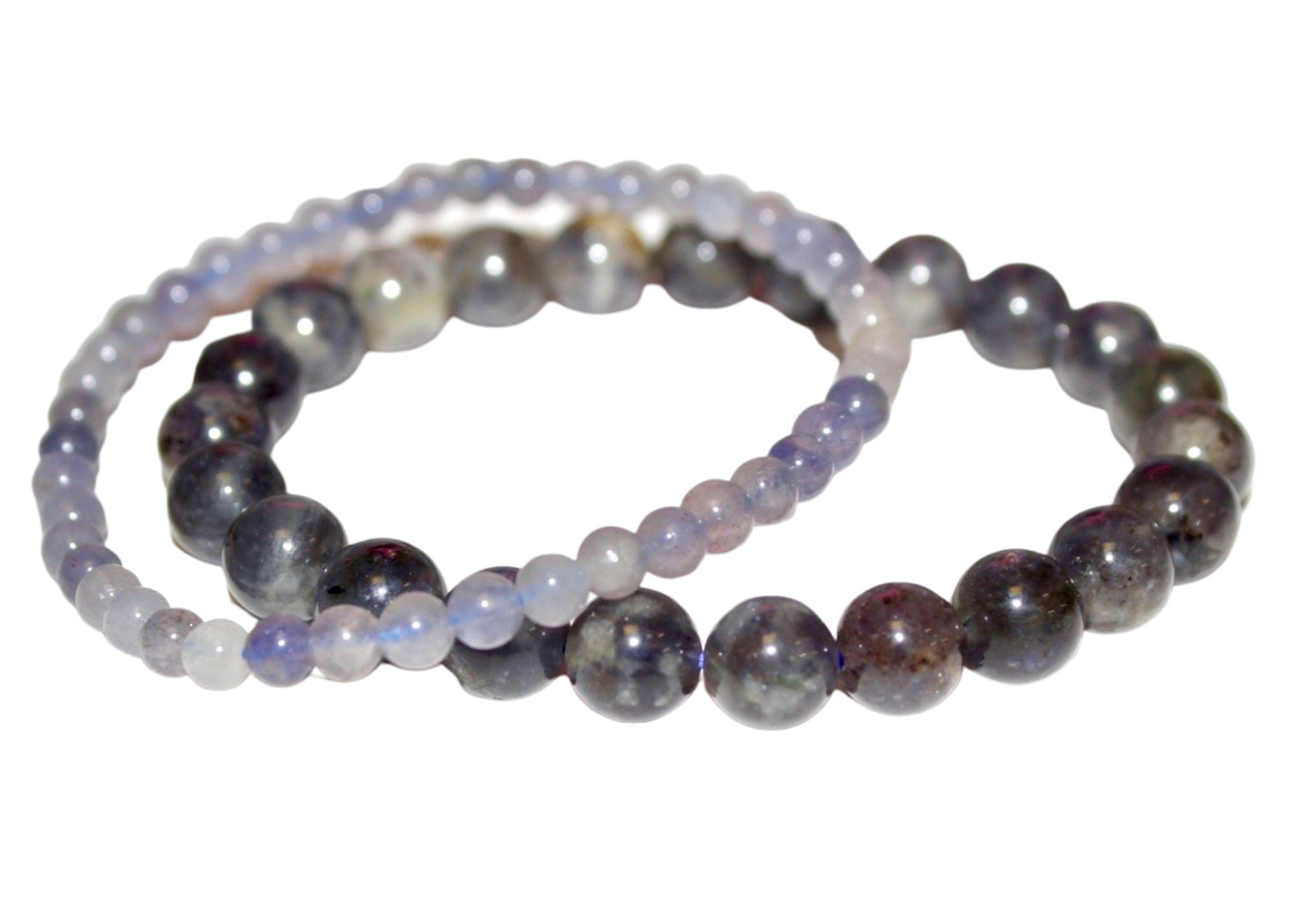 Iolite Round Gemstone Stretch Bracelet