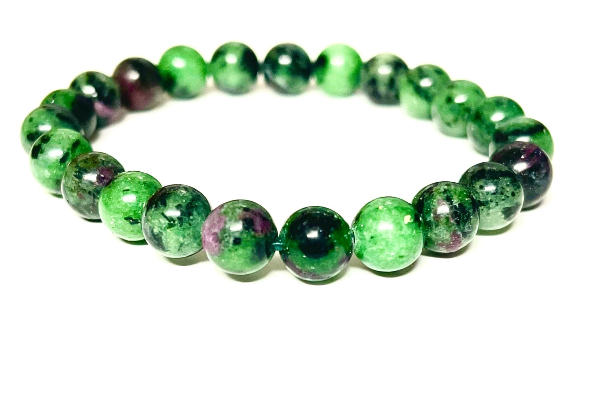 Ruby Zoisite Round Gemstone Stretch Bracelet