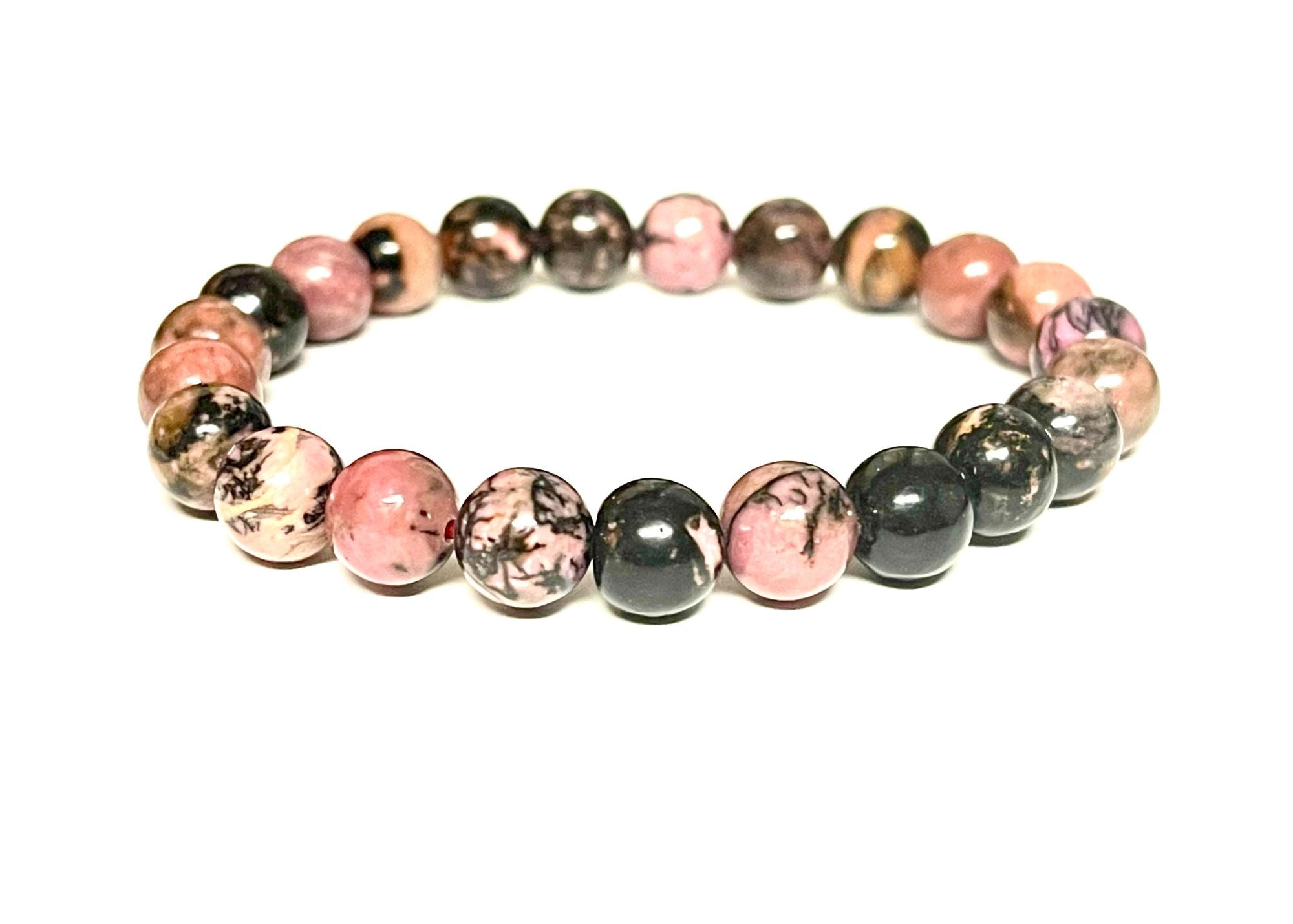 Rhodonite Round Gemstone Stretch Bracelet